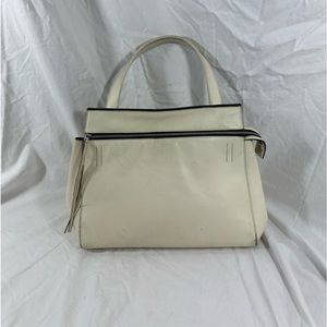 Genuine CELINE Paris Edge off whit leather handbag purse distressed